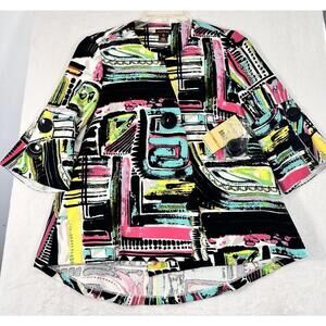 New Multiples Jacket Top Size SP Petite Small Pockets 3/4 Sleeve Stretch Womens